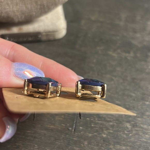 Colorful Square Stud Earrings - Picture 2 of 3